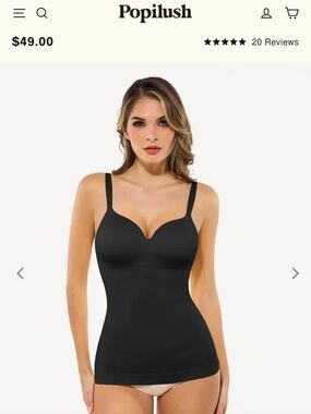 NEW Popilush Black Shapewear Slimming Control Cami Bra Tank Top Small